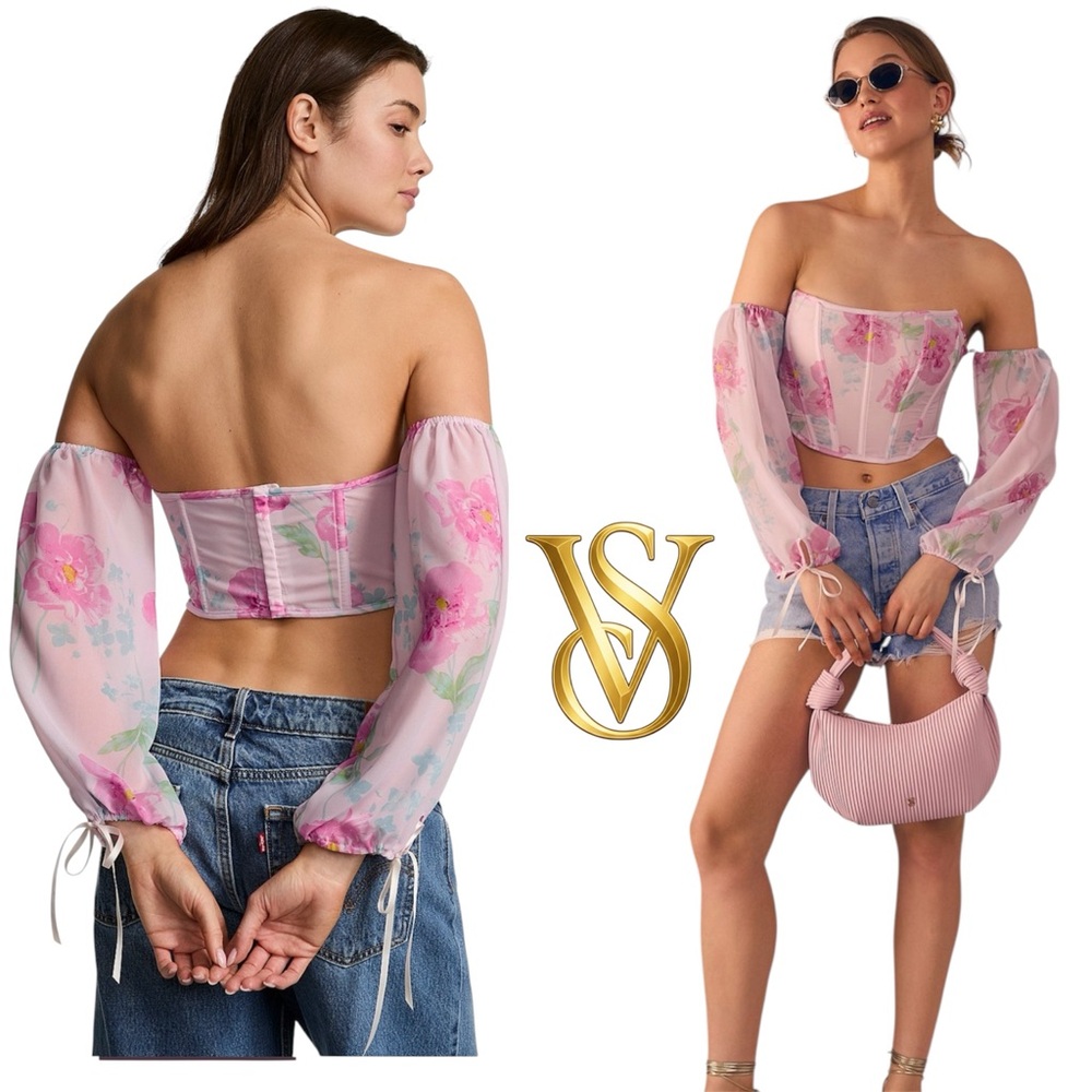 🌸 Victoria's Secret Dream Angels Peony Chiffon Corset Top Size L
